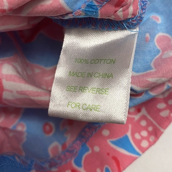 LILLY Pulitzer Girls Shorts Button Tab Blue Pink Crabs Lobsters Fish Ocean Sea - Picture 6 of 11
